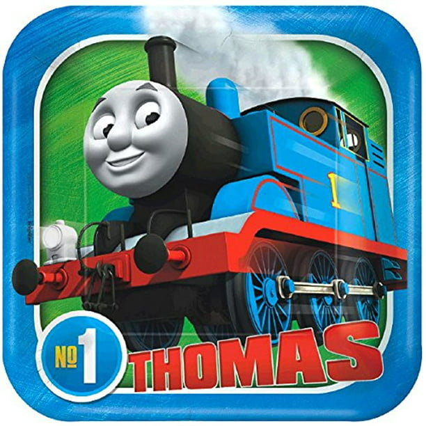 Napkins 16 Cups Dinner and Dessert Plates and 1 Table Cover 24 Straws Train Decorations for The Perfect Train Birthday Party Thomas All Aboard Train Party Supplies Pack for 16 Guests 